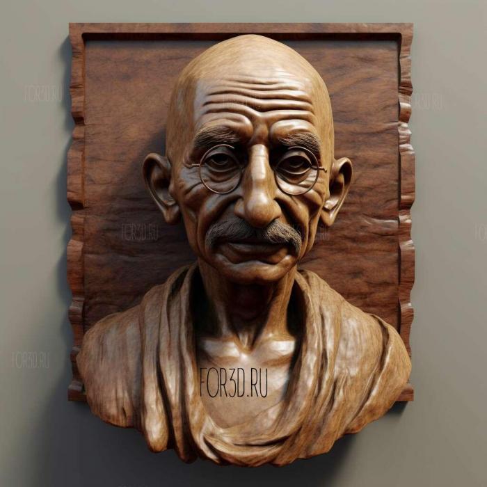 Gandhi Bust 3 stl model for CNC